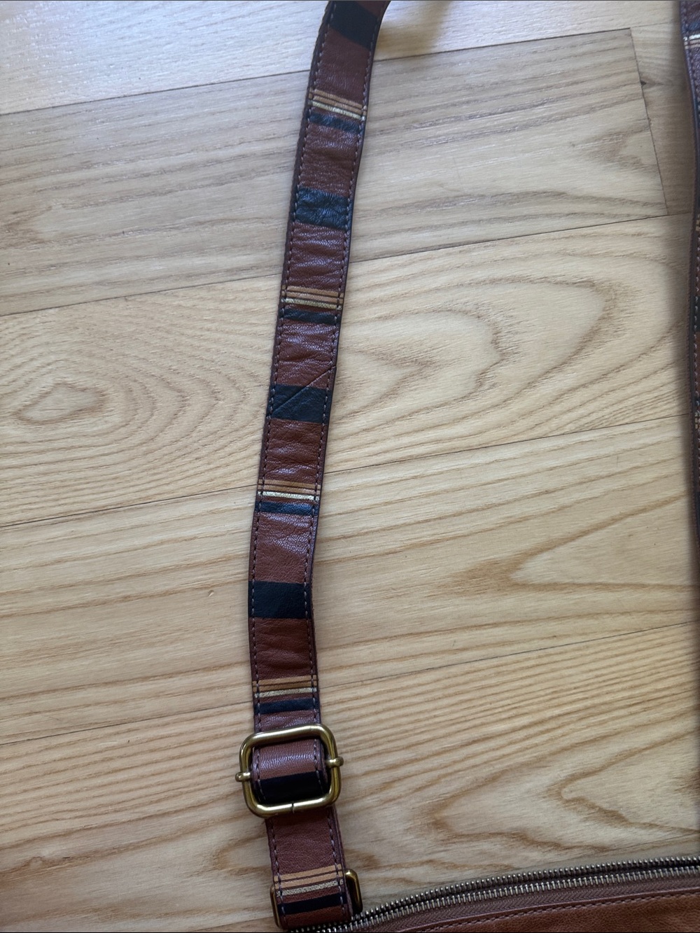 Fossil Brown Leather Crossbody Bag Multi Zip Organizer Purse - Picture 7 of 12